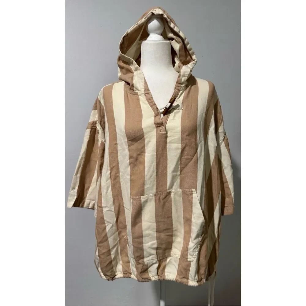 Woolrich 100% organic cotton striped hooded top